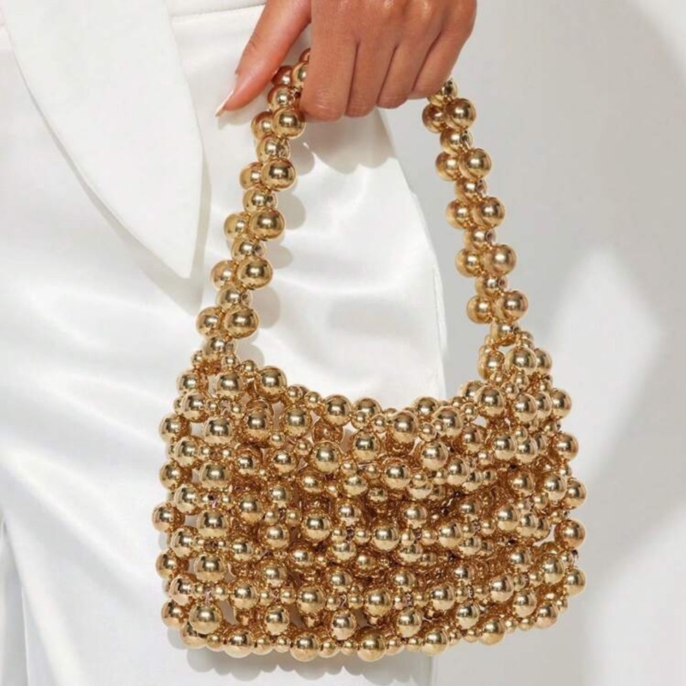 Rebellious Rose Gold Beaded Mini Shoulder Bag
